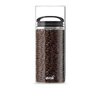 Prepara Best PREMIUM Airtight Storage Container for Coffee Beans, Tea and Dry Goods - EVAK - Innovation that Works, Glass and Stainless, Compact Black Gloss Handle, Large