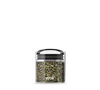 Prepara Best PREMIUM Airtight Storage Container for Coffee Beans, Tea and Dry Goods - EVAK - Innovation that Works, Glass and Stainless, Compact Black Gloss Handle, Small
