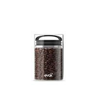 Prepara Best PREMIUM Airtight Storage Container for Coffee Beans, Tea and Dry Goods - EVAK - Innovation that Works, Glass and Stainless, Compact Black Gloss Handle, Medium