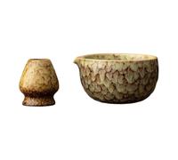 Preparation Ware Ceramic Bowl Holder Pair with Broad Whisking Form Pouring Lip Glazed Finish for Table Styling Tea Bowl Set Ceramic Whisk Holder Chasen Stand Ceremony Ware Pouring Lip Home Preparation