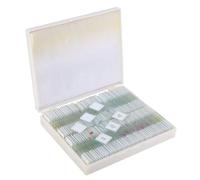 Prepared Biological Section Slide Set for Science Education - 100 Count Optical Glass Microscope Slides with Specimens of Plants and Animal Tissues - Plastic Case Included