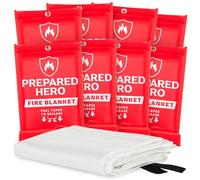 Prepared Hero Emergency Fire Blanket - 8 Pack - 40” x 40” Fiberglass Fire Suppression Blanket for Home and Kitchen