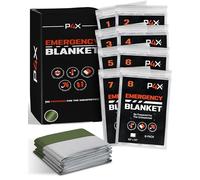 PREPARED4X 8-Pack Mylar Emergency Blanket - Mylar Blankets Survival Thick Reusable - Waterproof, Rip, and Tear Resistant Survivalist Gear - Emergency Thermal Blanket for Outdoors (Green)