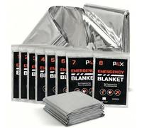 PREPARED4X 8-Pack Mylar Emergency Blanket - Mylar Blankets Survival Thick Reusable - Waterproof, Rip, and Tear Resistant Survivalist Gear - Emergency Thermal Blanket for Outdoors (Silver)