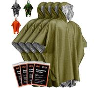 PREPARED4X Emergency Rain Poncho with Mylar Blanket Liner - Survival Blankets for Car - Heavy Duty, Waterproof Camping Gear, Tactical Prepper Supplies- 4 Pack (Green)