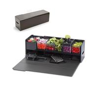Prepdeck Gen 2 Recipe Prep & Storage Station - 8 Essential Tools + Deluxe Cutting Board, 14 Plastic Containers + Super-Seal Lids, Removable Trash Compartments, Tablet Stand Included - Midnight Black