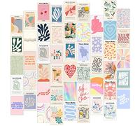 Preppy Aesthetic Room Decor for Teen Girls and Women, 50pcs Danish Pastel Wall Posters for Bedroom, Wall Collage Kit Aesthetic Pictures, Abstract Wall Art for Wall Decor