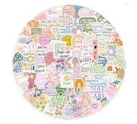 Preppy Aesthetic Stickers Pack - 100 PCS Pink Waterproof Quote Stickers - Motivational Vinyl Decals for Girls Women and Kids - Water Bottle Laptop Phone Decoration