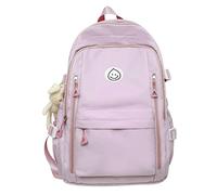 Preppy Backpack Smiling Face with Bunny Plush Cute Aesthetic Backpack Preppy Stuff Kawaii Accessories Korean College Style, Pink, One Size, Classic