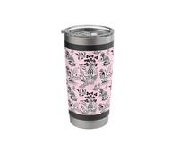Preppy Black and Pink Willow Pattern Chinoiserie Toile Stainless Steel Insulated Tumbler