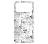 Preppy Black Paris Toile Cafe Poodle Eiffel Arc Trees Case for iPhone 17 Pro Max