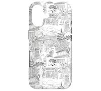 Preppy Black & White Tokyo Chinoiserie Toile Sakura Fuji Case for iPhone 17