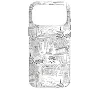 Preppy Black & White Tokyo Chinoiserie Toile Sakura Fuji Case for iPhone 17 Pro Max