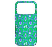 Preppy Blue & Green Toile Chinoiserie Trellis & Pagoda, Dogs Case for iPhone 17 Pro