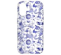 Preppy Blue Toile Chinoiserie with Leopard, Monkey, Palms Case for iPhone 17
