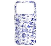 Preppy Blue Toile Chinoiserie with Leopard, Monkey, Palms Case for iPhone 17 Pro