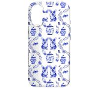 Preppy Blue & White Toile Corgi Dog Case for iPhone 17