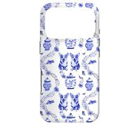 Preppy Blue & White Toile Corgi Dog Case for iPhone 17 Pro