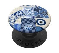 Preppy Blue Y2K Collage Star Evil Eye Summer Shells Leopard PopSockets Adhesive PopGrip