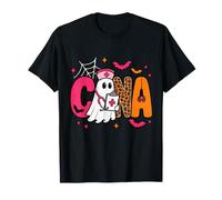 Preppy CNA Ghost Boo Leopard Spooky Halloween Nurse Women T-Shirt