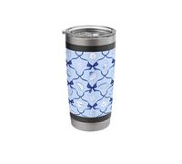 Preppy Coastal Blue Seashells, Starfish, Shells and Bows Stainless Steel Insulated Tumbler