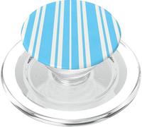 Preppy Coastal Bright Stripes White Sand Pool Blue Colors PopSockets PopGrip for MagSafe