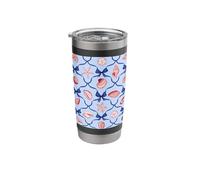 Preppy Coastal Red & Blue Seashells, Starfish, Shells Bows Stainless Steel Insulated Tumbler