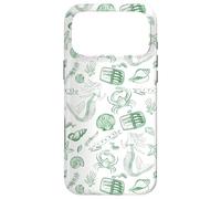 Preppy Coastal Sardine Tin Mermaid Shell Euro Summer Green Case for iPhone 17 Pro Max