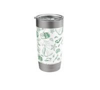Preppy Coastal Sardine Tin Mermaid Shell Europe Summer Green Stainless Steel Insulated Tumbler