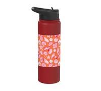 Preppy Coastal Seashells, Starfish, Shells in Pink & Orange Stainless Steel Insulated Water Bottle