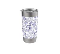 Preppy Coastal Seashells, Starfish, Shells in Summer Blue Stainless Steel Insulated Tumbler