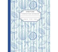 Preppy Composition Notebook: Blue Stripe Ocean Theme Journal with Coastal Sea Shells and Coquette Bows for Girls | College Ruled Pages Ideal for School