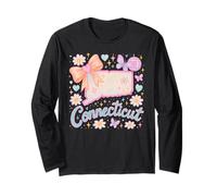 Preppy Coquette Connecticut Pastel Bow and Butterfly Design Long Sleeve T-Shirt