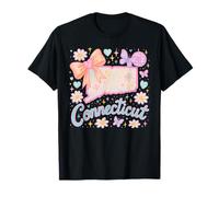 Preppy Coquette Connecticut Pastel Bow and Butterfly Design T-Shirt