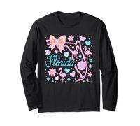 Preppy Coquette Florida Flamingo Bow Pastel Aesthetic Long Sleeve T-Shirt