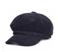 Preppy Corduroy Newsboy Hats Japanese Cute Paperboy Painter Beret Cap Vintage Fall Cabbie Hat Women Trendy Accessories, Black, One Size