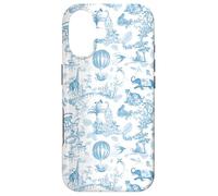 Preppy Cornflower Blue Toile Chinoiserie with Leopard Monkey Case for iPhone 17