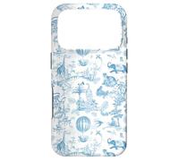 Preppy Cornflower Blue Toile Chinoiserie with Leopard Monkey Case for iPhone 17 Pro