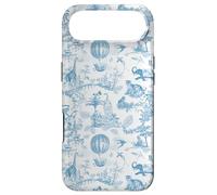 Preppy Cornflower Blue Toile Chinoiserie with Leopard Monkey Case for iPhone Air
