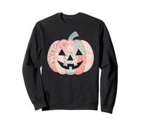 Preppy Ditsy Floral Pink Pumpkin, Pastel Halloween Pumpkin Sweatshirt