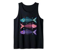 Preppy Fish Bones Retro Summertime Travel Beach Vacation Tank Top