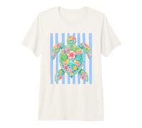 Preppy Floral Turtle Coastal Beach Summer Vacations Premium T-Shirt