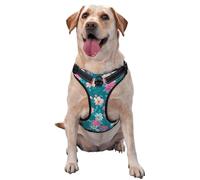 Preppy Flowers Roses Daisies Pastel Teal Pink No Pull Dog Harness Adjustable Reflective Oxford Easy Control Medium Large Dog Harness