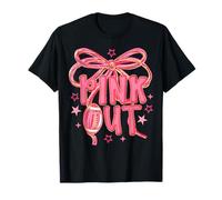 Preppy Football Pink Out Breast Cancer Football Bow Women T-Shirt
