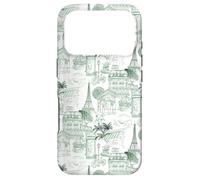 Preppy Forest Green Paris Toile Cafe Poodle Eiffel Arc Case for iPhone 17 Pro