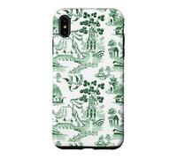 Preppy Forest Green Willow Pattern Chinoiserie Toile Case for iPhone XS Max