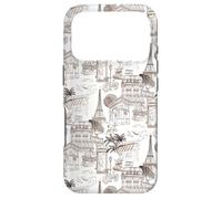 Preppy French Brown Paris Toile Cafe Poodle Eiffel Arc Trees Case for iPhone 17 Pro
