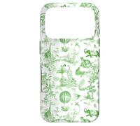 Preppy Green Toile Chinoiserie with Leopard, Monkey, Palms Case for iPhone 17 Pro