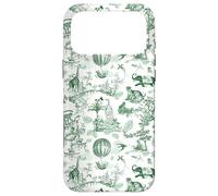 Preppy Green Toile Chinoiserie with Leopard Monkey Palms Case for iPhone 17 Pro Max