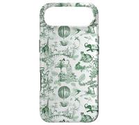 Preppy Green Toile Chinoiserie with Leopard Monkey Palms Case for iPhone Air